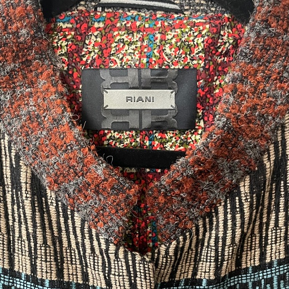 RIANI Aztec Print Long Jacket In Grey Burgundy & Turquoise - Picture 11 of 11